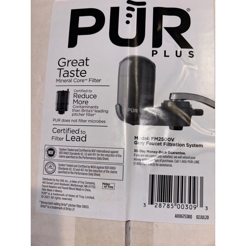 PUR PLUS FM2500V Gray Faucet Filtration System Mineral Core Filter Lead Reductio
